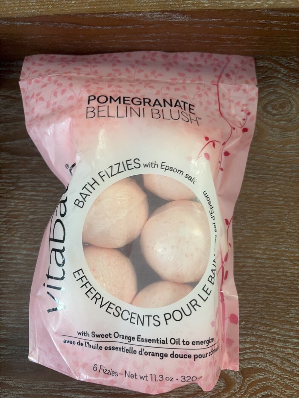 Vitabath Bath Fizzies w/Epsom Salt Relax Nourish - Pomegranate Bellini 6 Ct